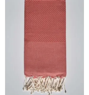 Fouta nido de abeja unido ocre naranja  - 4