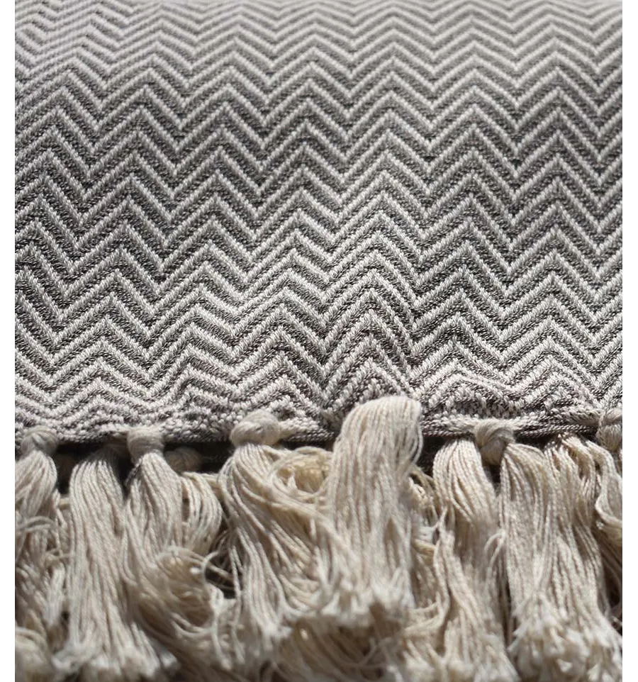 Plaid chevron marrón blanquecino Fouta Tunisia - 2