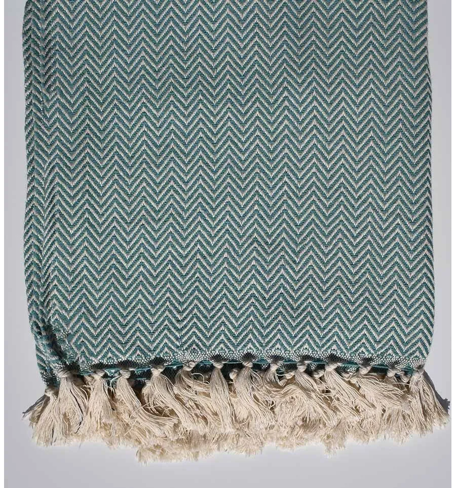 Plaid chevron azul glauco Fouta Tunisia - 2