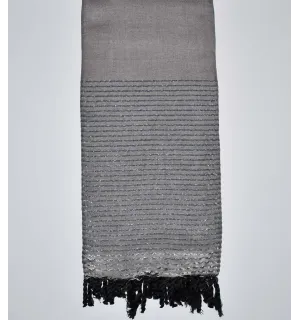 Fouta gigante taupe claro con lurex plateado Fouta Tunisia - 1
