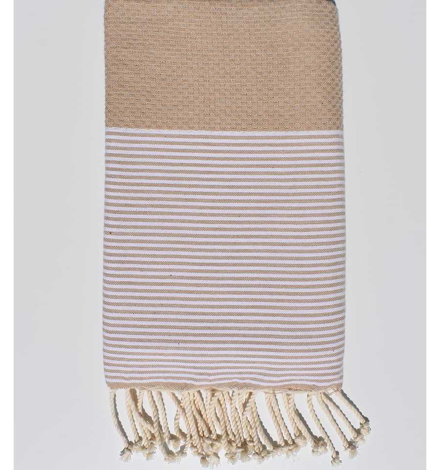 Toalla de playa plana beige Fouta Tunisia - 1
