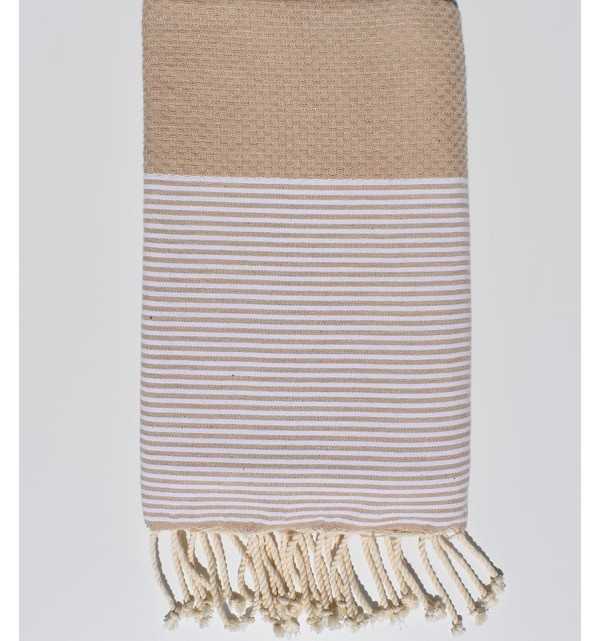 Toalla de playa plana beige Fouta Tunisia - 1